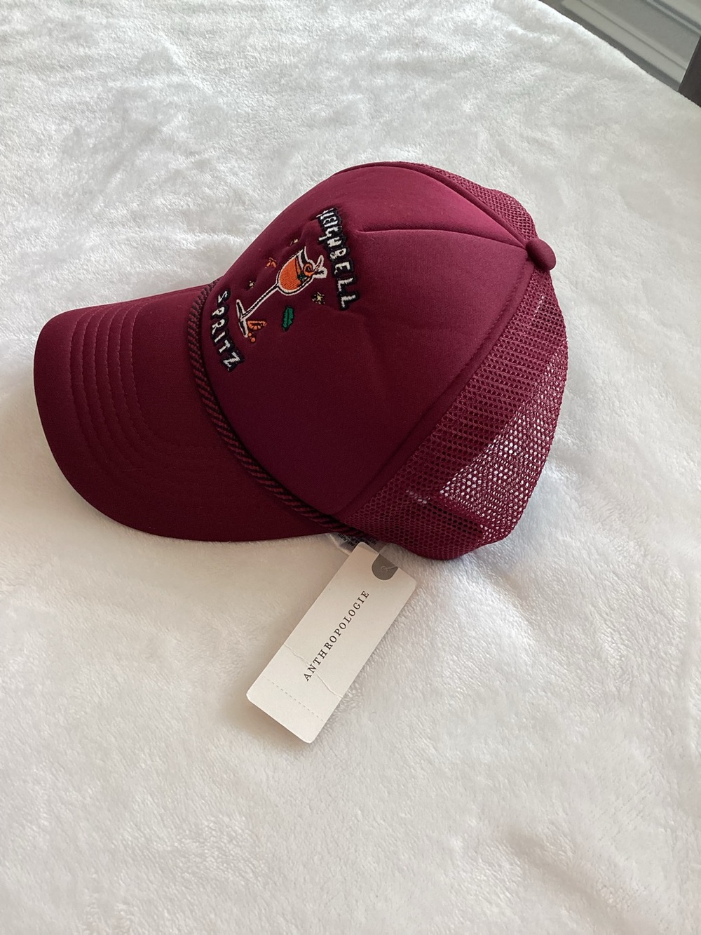 🎄Anthropologie Trucker Hat Sleighbell Spritz Maroon Cocktail Nephthys Foster - Picture 6 of 9